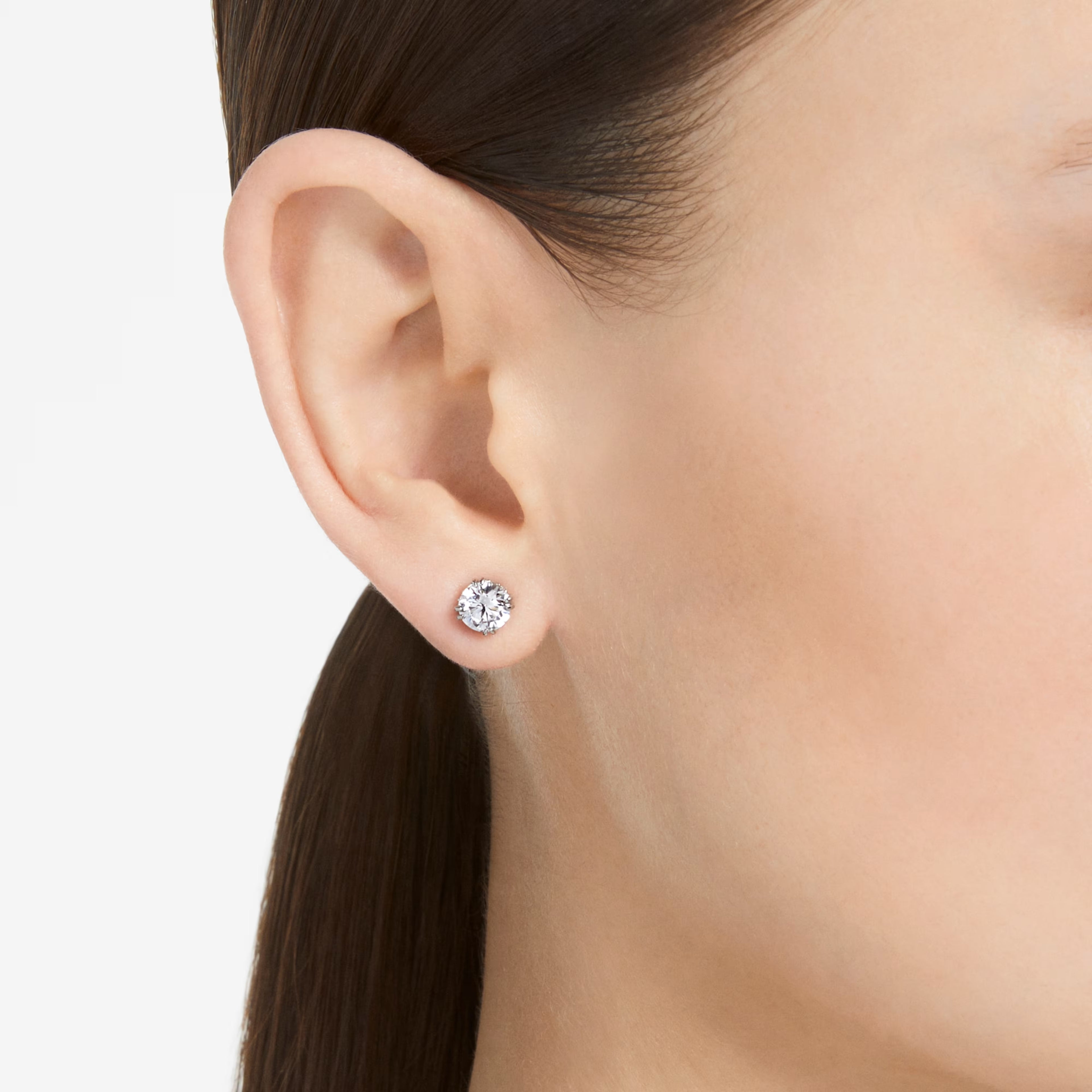 Stilla stud earrings Round cut, White, Rhodium plated 5636712