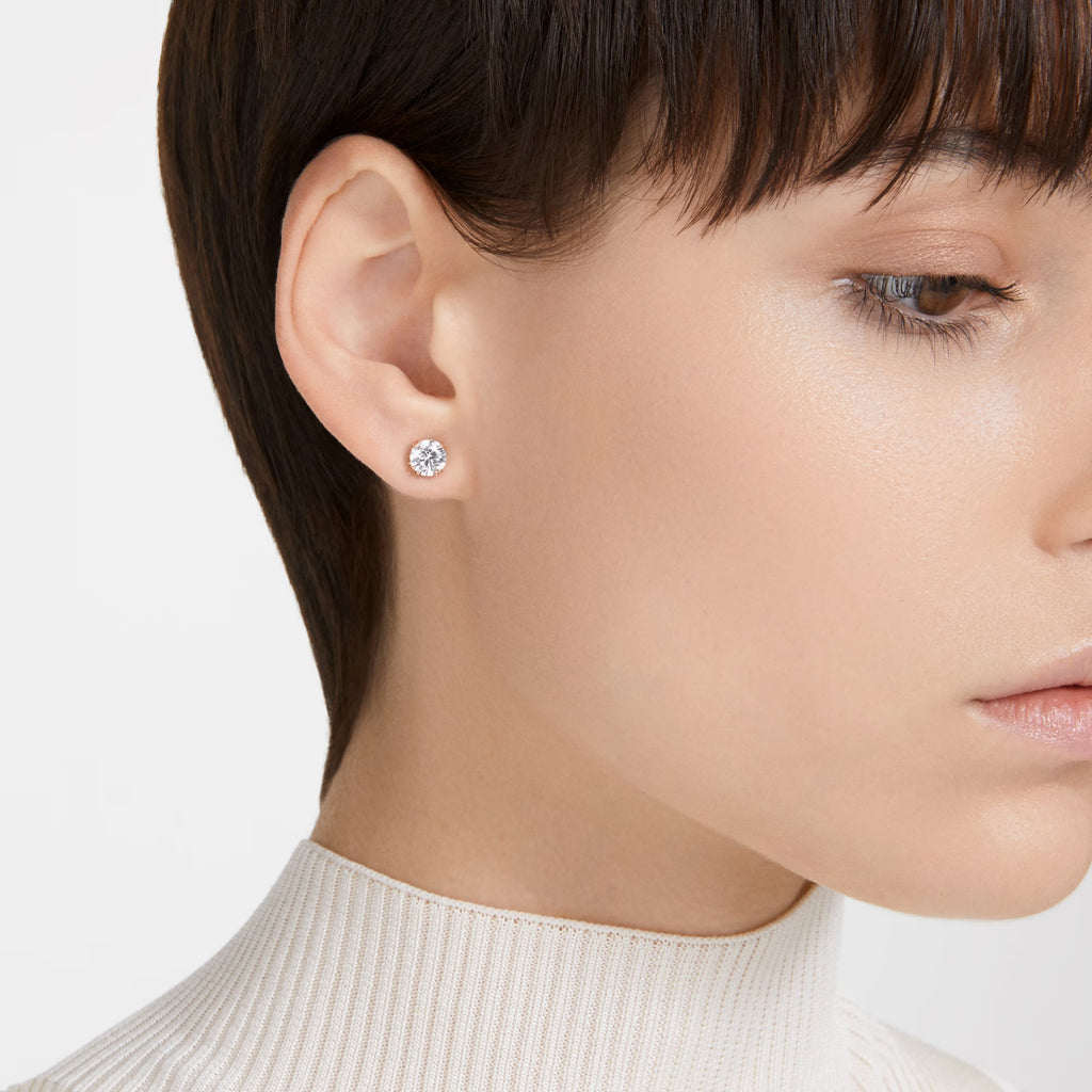 Stilla stud earrings Round cut, White, 18k rose gold finish 5638801