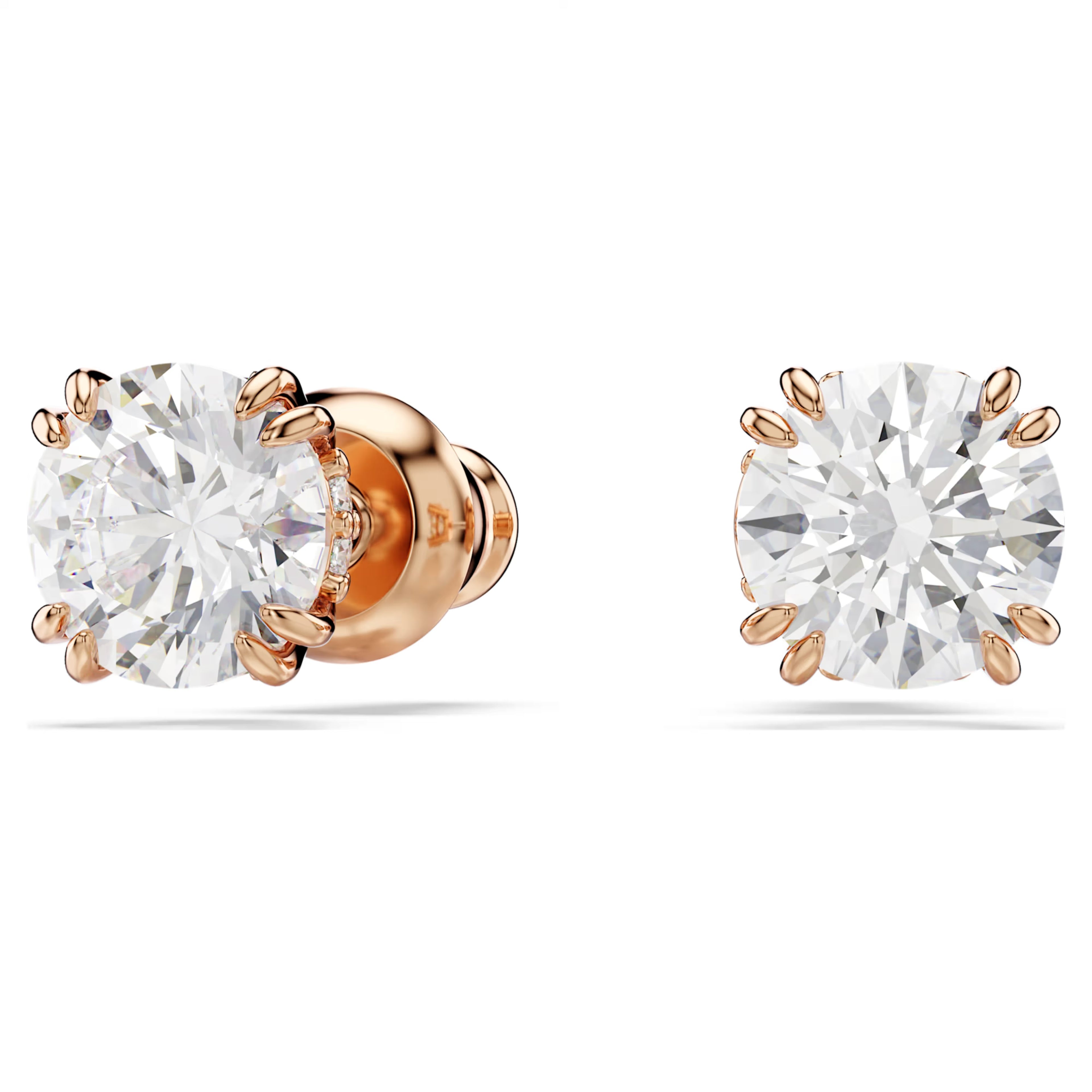 Stilla stud earrings Round cut, White, 18k rose gold finish 5638801