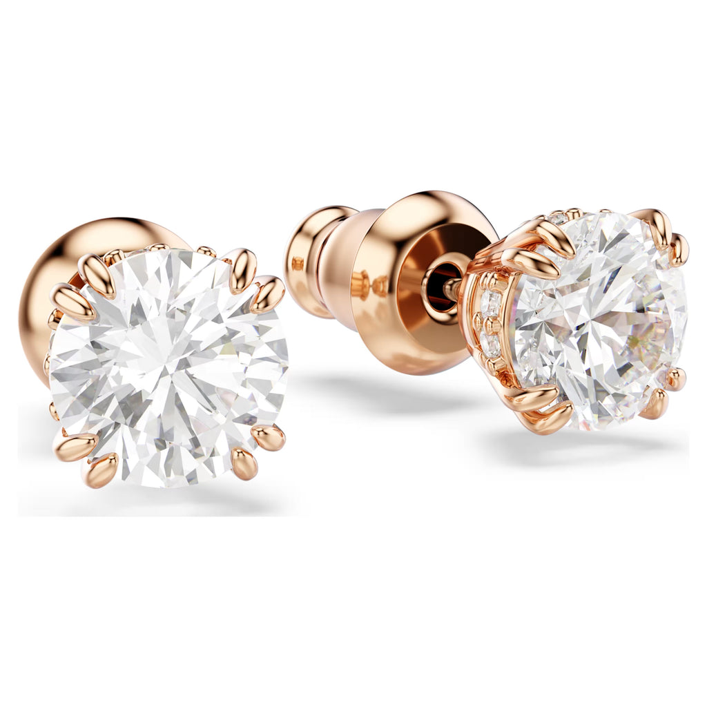 Stilla stud earrings Round cut, White, 18k rose gold finish 5638801