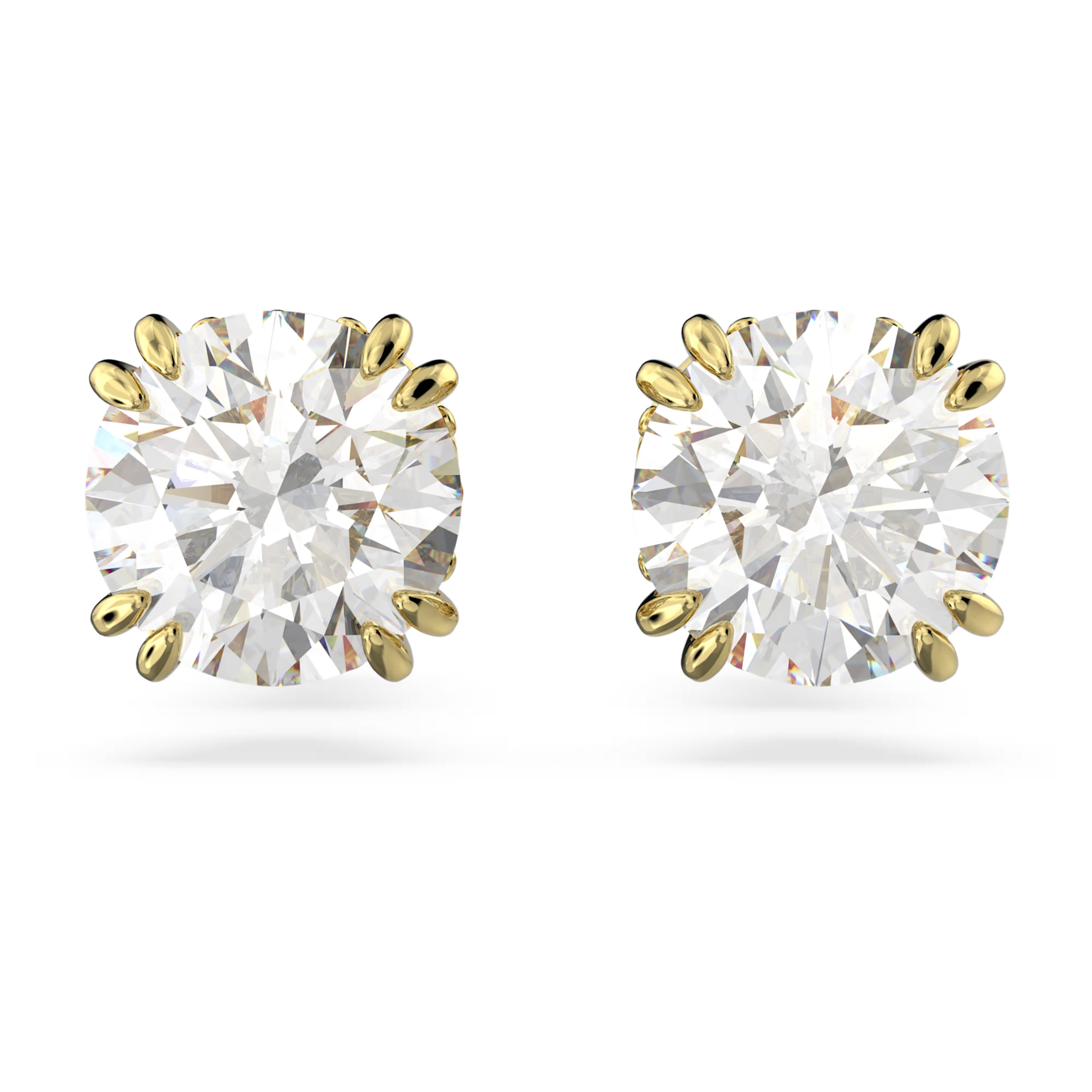 Stilla stud earrings Round cut, White, 18k gold finish 5642595