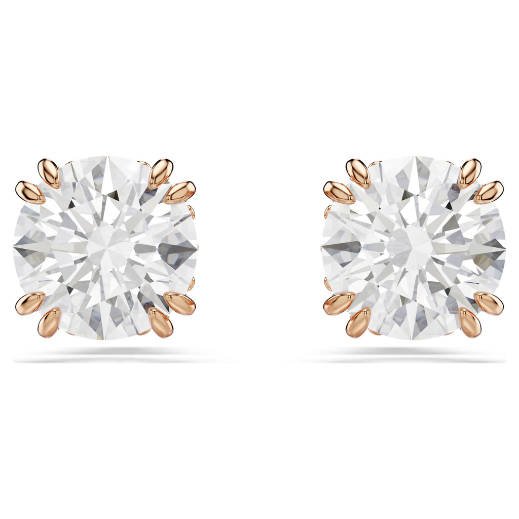 Stilla stud earrings Round cut, White, 18k rose gold finish 5638801
