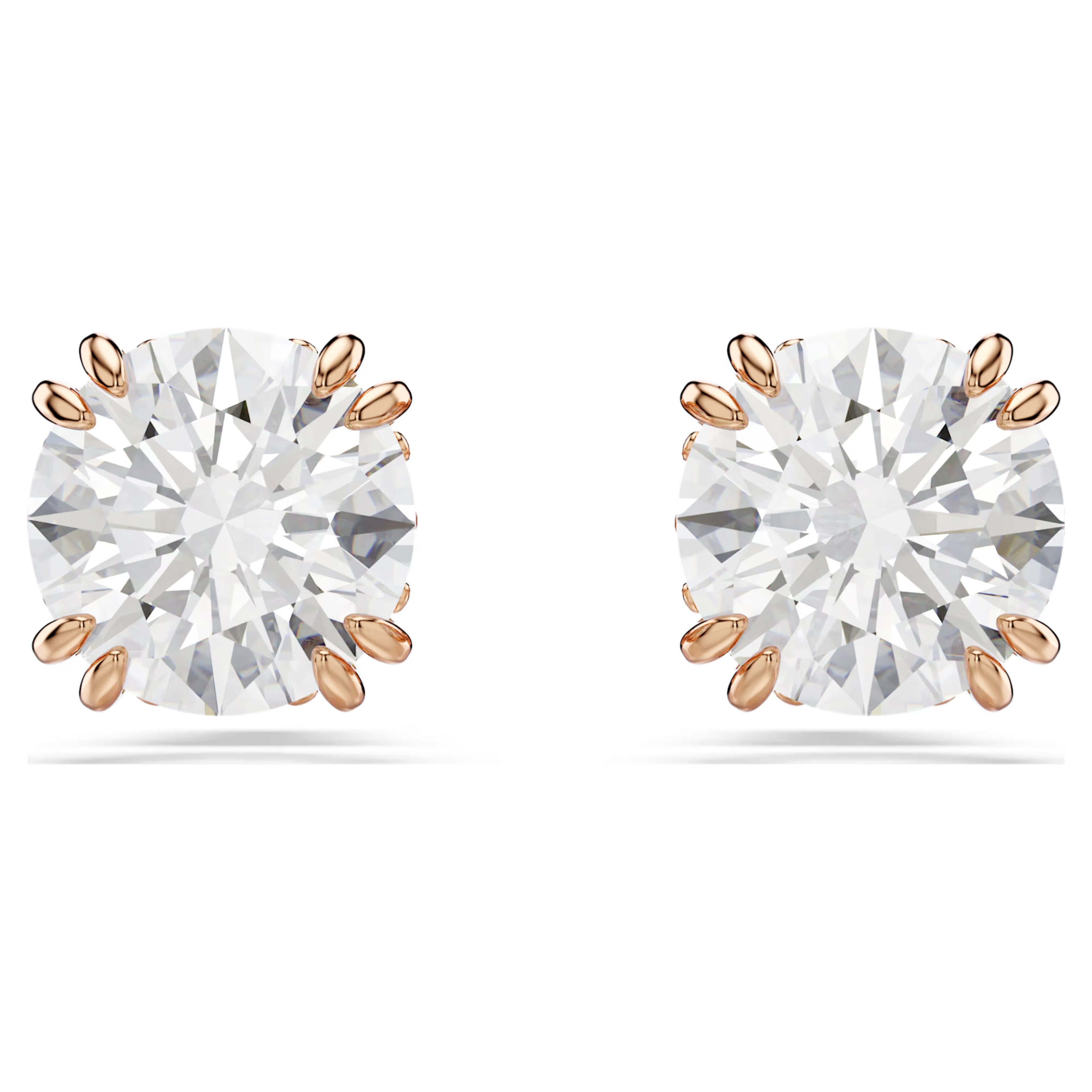 Stilla stud earrings Round cut, White, 18k rose gold finish 5638801
