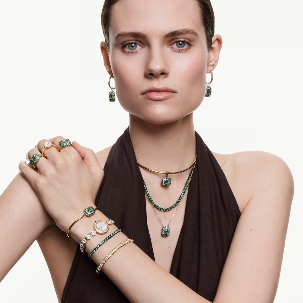 Sublima bangle Octagon cut, Green, 18K gold finish 5758457