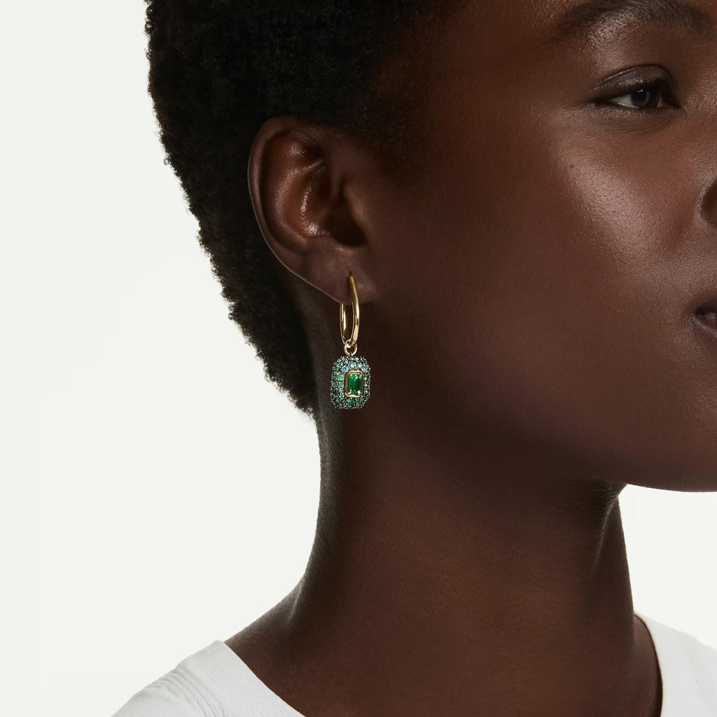 Sublima drop earrings Octagon cut, Green, 18K gold finish 5752890