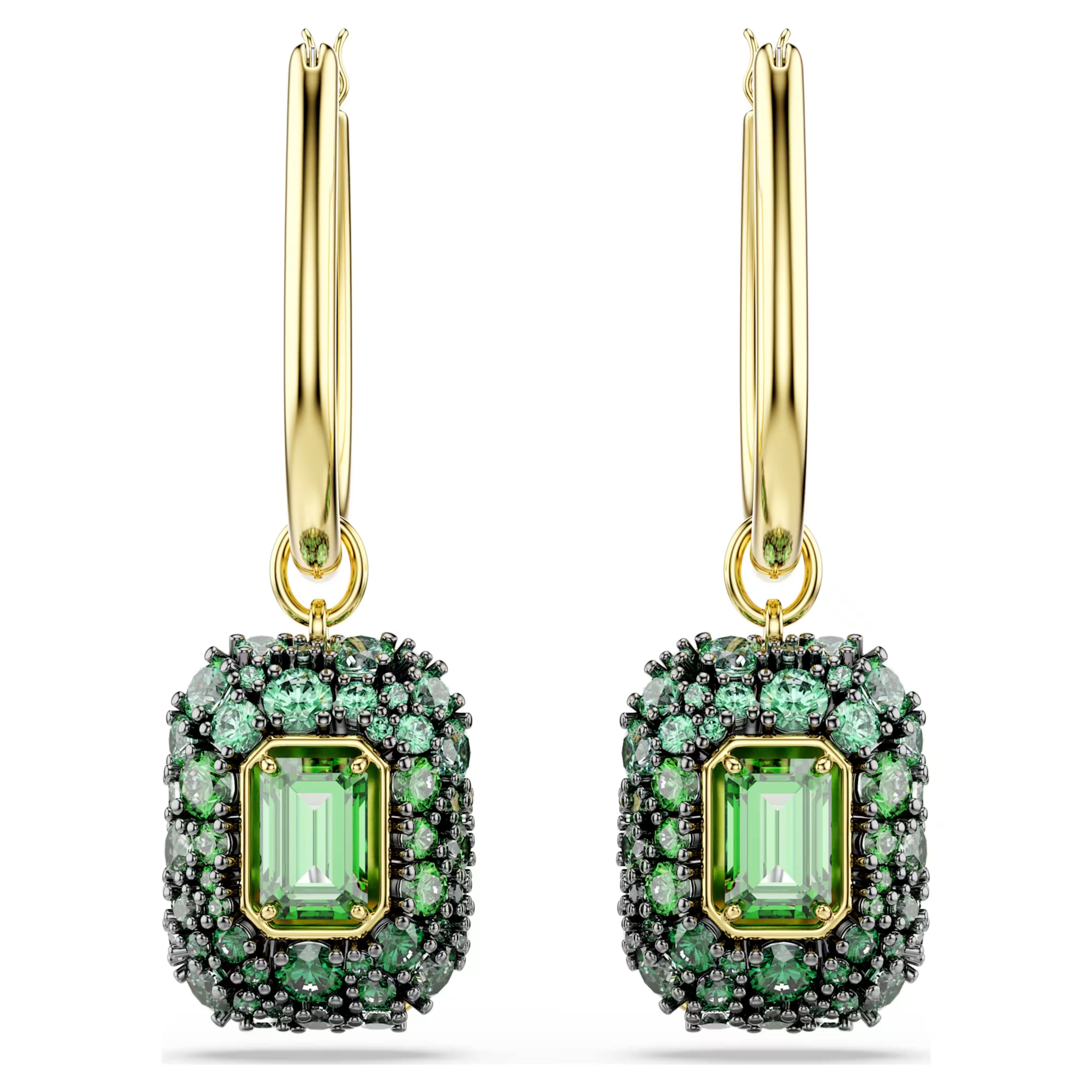 Sublima drop earrings Octagon cut, Green, 18K gold finish 5752890