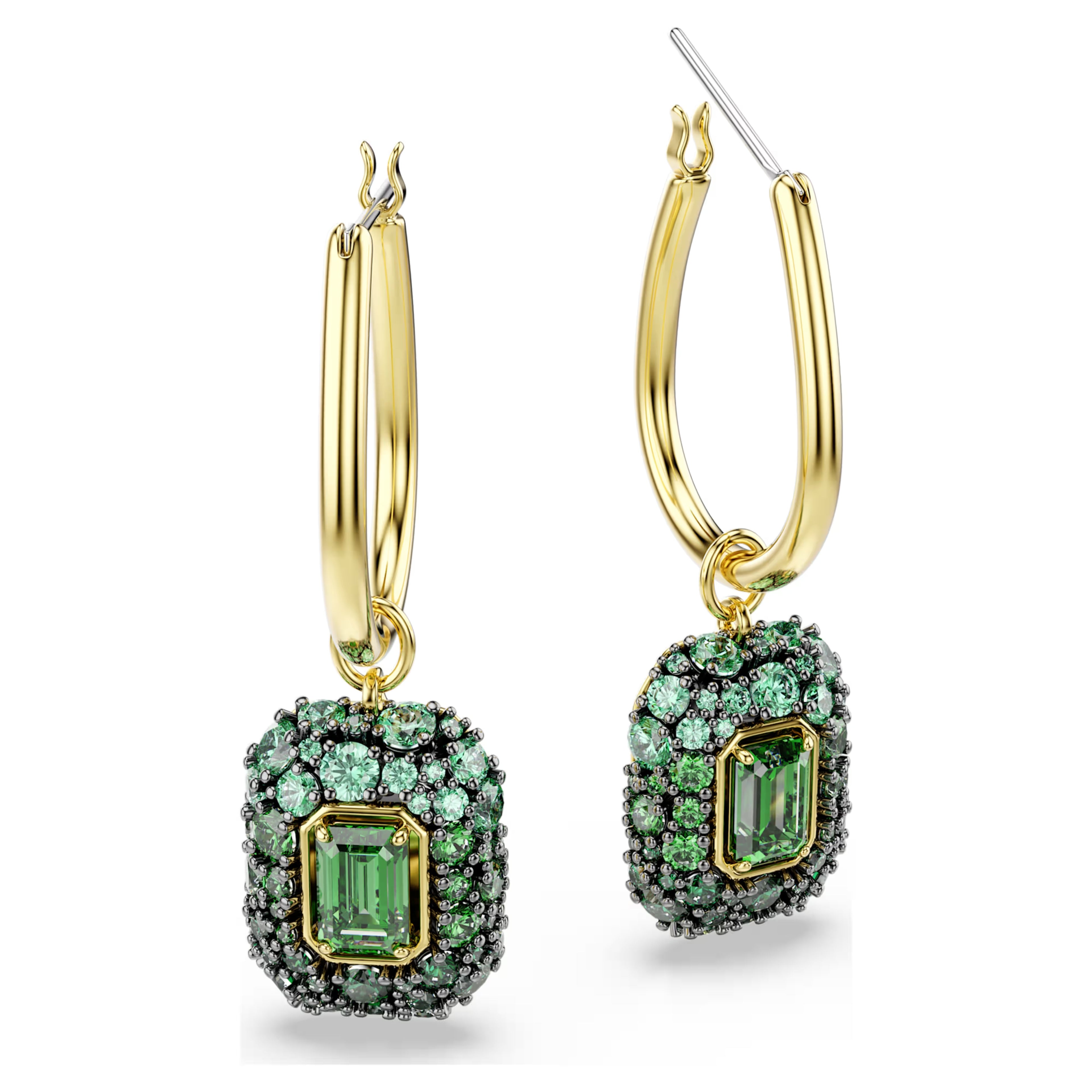 Sublima drop earrings Octagon cut, Green, 18K gold finish 5752890