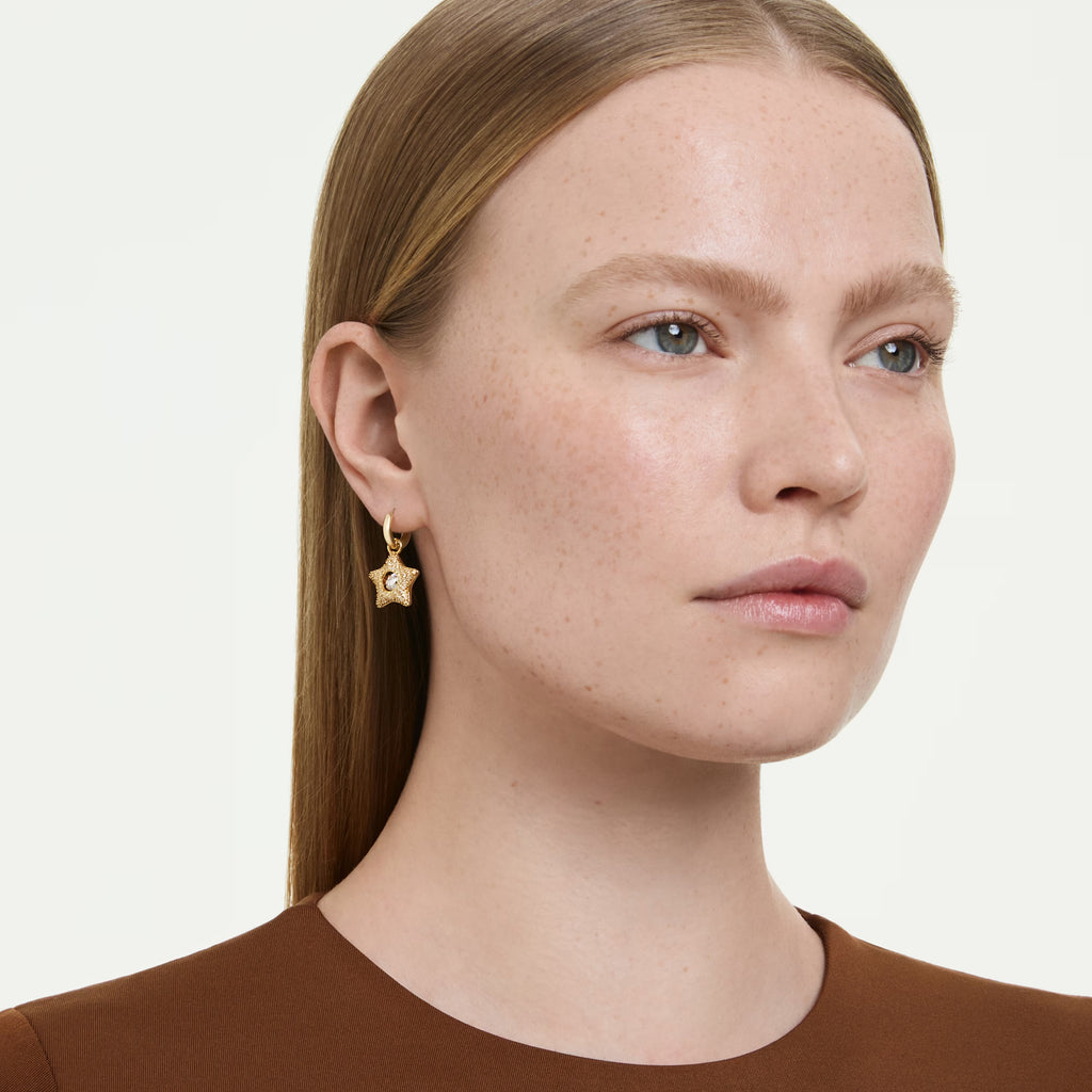 Sublima drop earrings Round cut, Star, Multicoloured, 18K gold finish 5755274