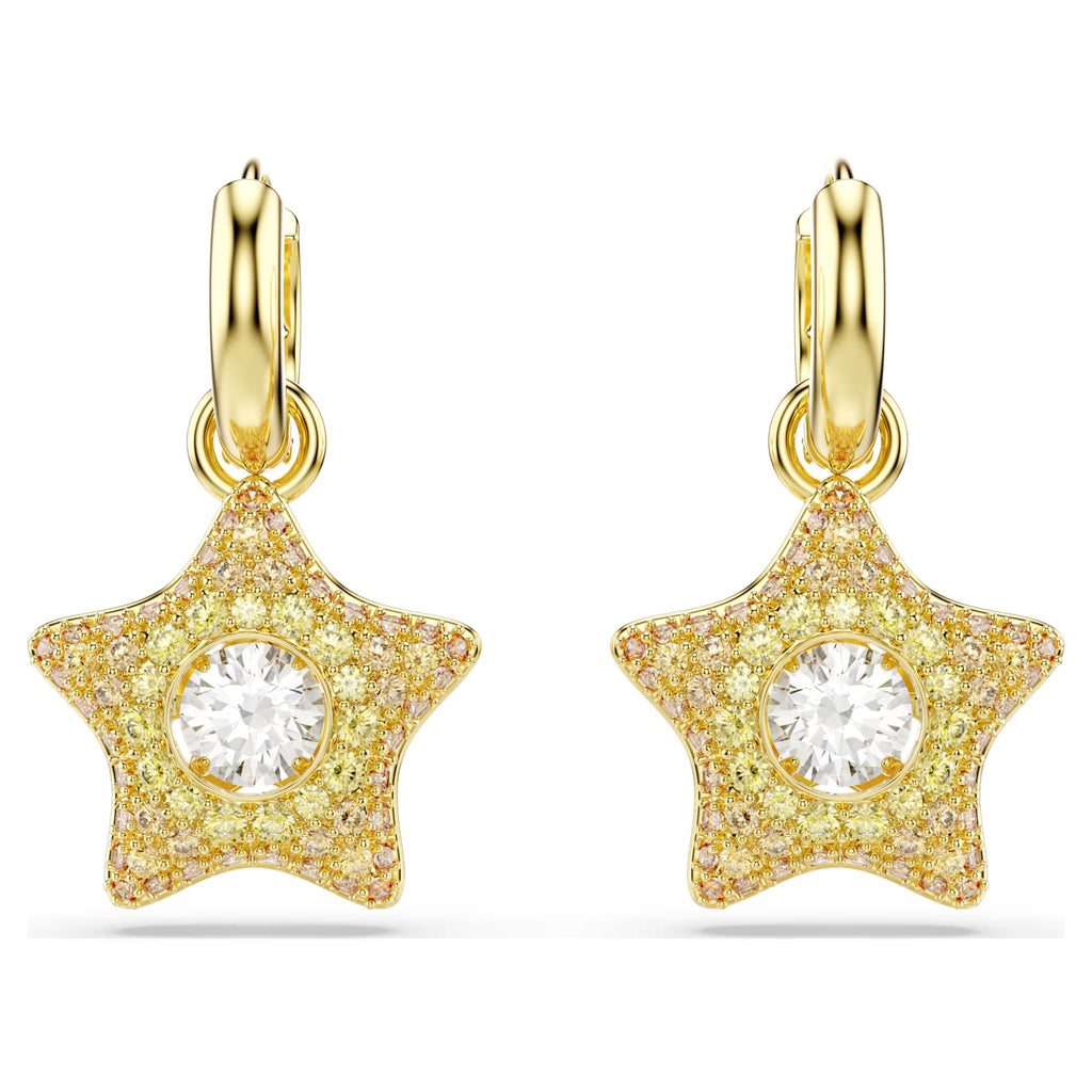 Sublima drop earrings Round cut, Star, Multicoloured, 18K gold finish 5755274