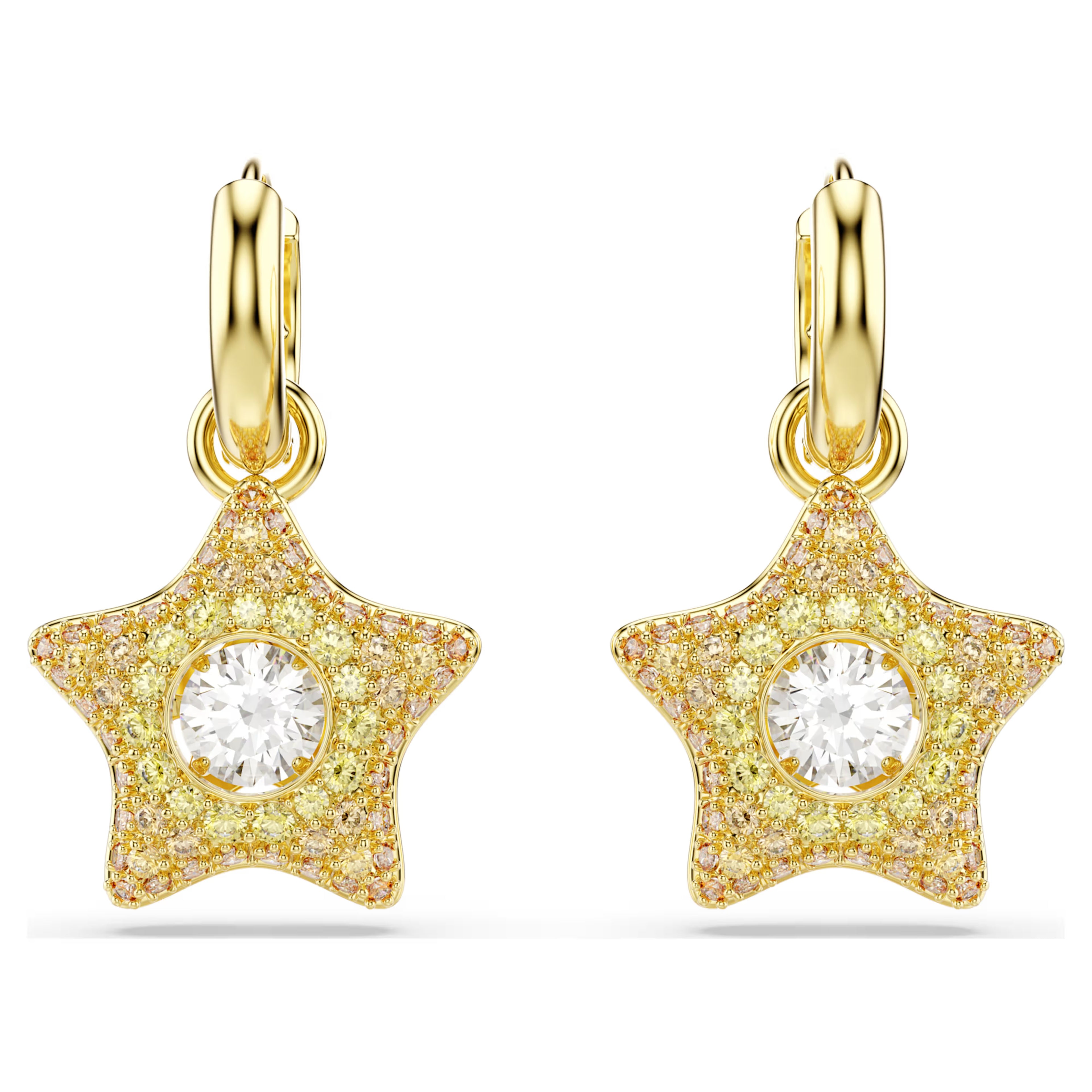 Sublima drop earrings Round cut, Star, Multicoloured, 18K gold finish 5755274