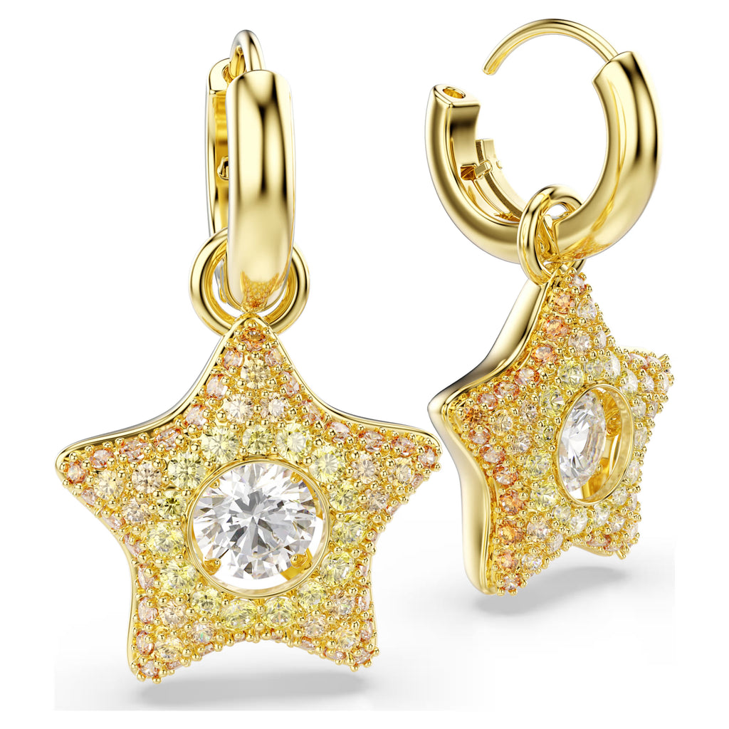 Sublima drop earrings Round cut, Star, Multicoloured, 18K gold finish 5755274
