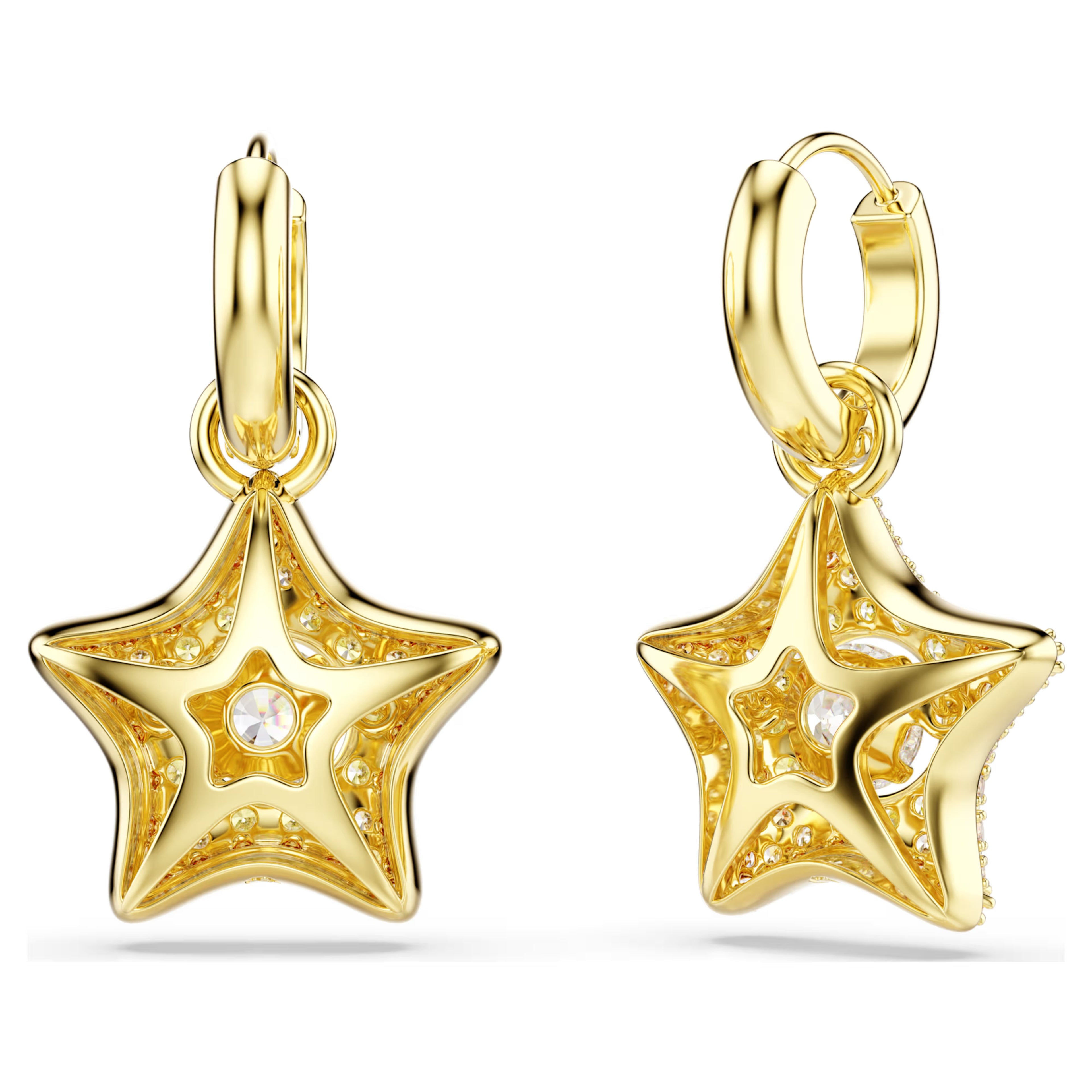Sublima drop earrings Round cut, Star, Multicoloured, 18K gold finish 5755274