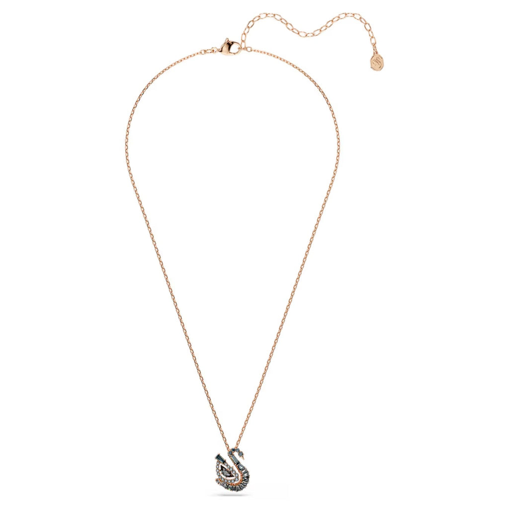 Swan Pendant Necklace (Mixed Cuts, Black/Dark Grey, 18K Rose Gold Finish) 5764882
