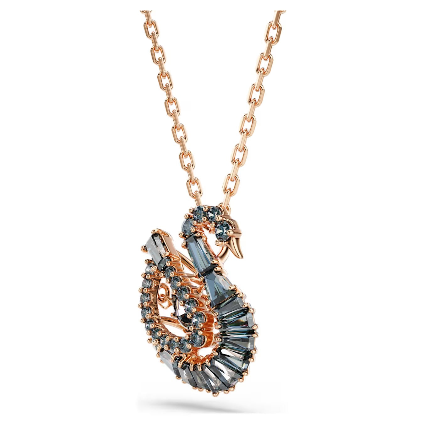 Swan Pendant Necklace (Mixed Cuts, Black/Dark Grey, 18K Rose Gold Finish) 5764882