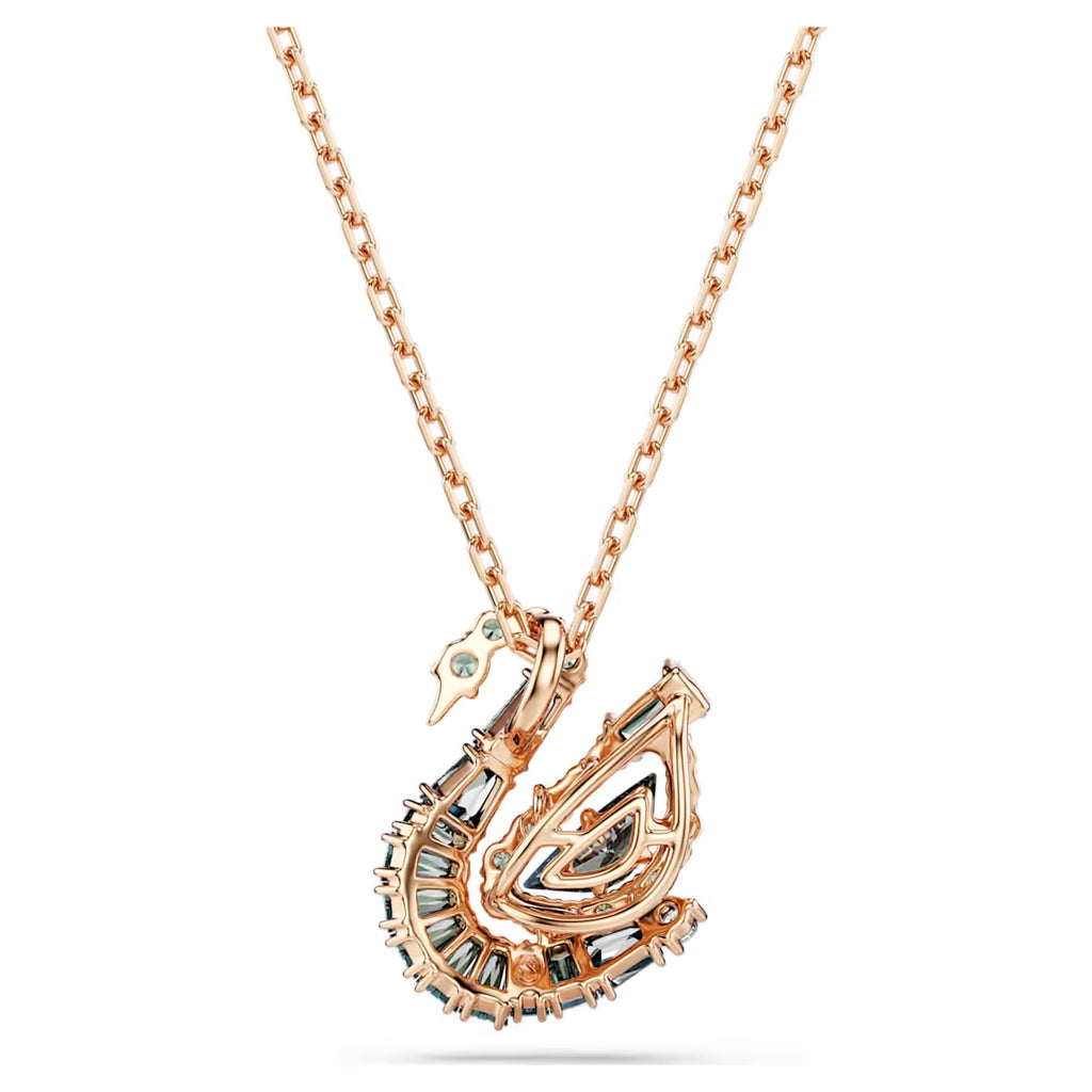 Swan Pendant Necklace (Mixed Cuts, Black/Dark Grey, 18K Rose Gold Finish) 5764882