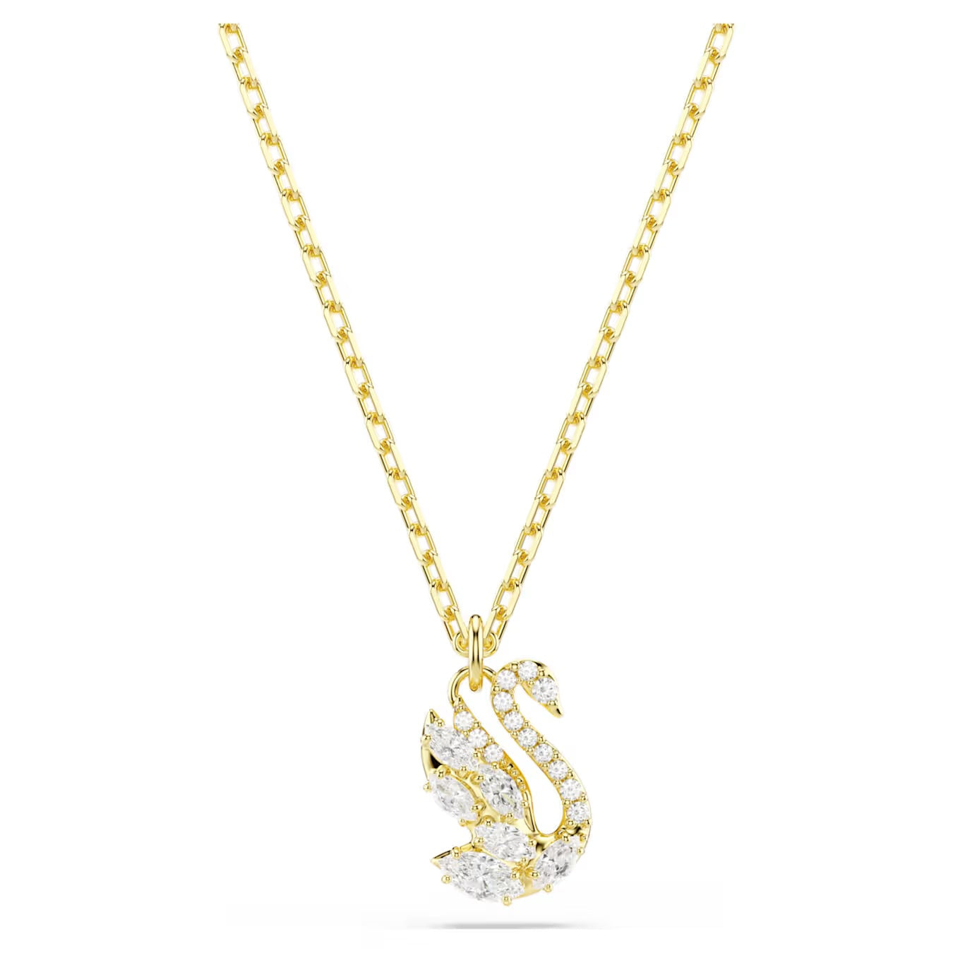 Swan pendant Mixed cuts, Swan, White, 18K gold finish 5754626