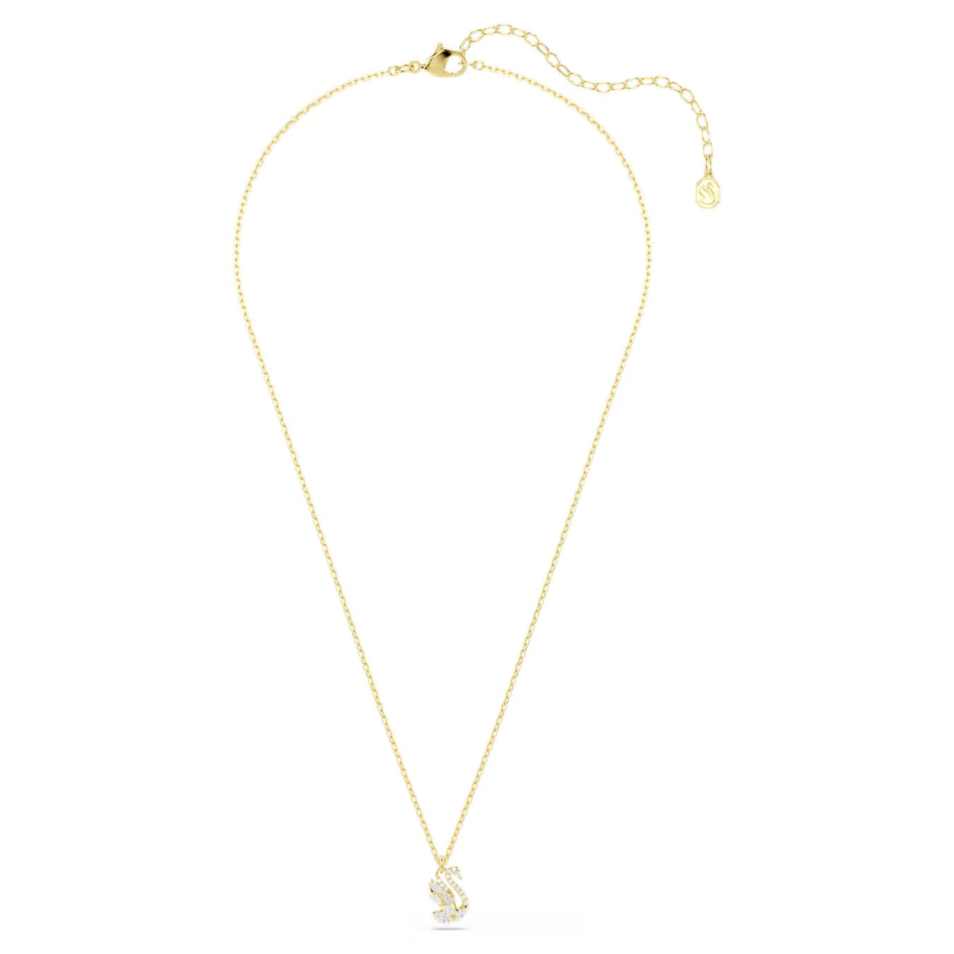 Swan pendant Mixed cuts, Swan, White, 18K gold finish 5754626