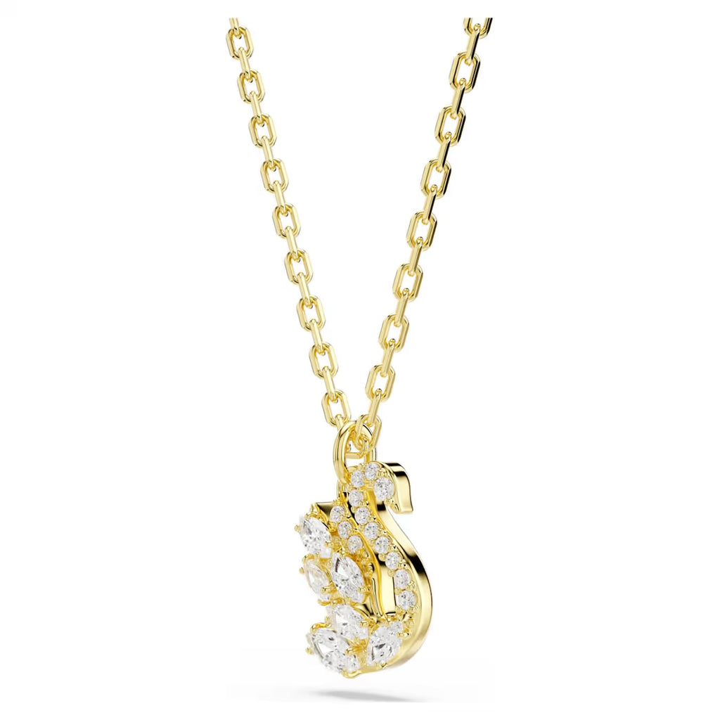 Swan pendant Mixed cuts, Swan, White, 18K gold finish 5754626