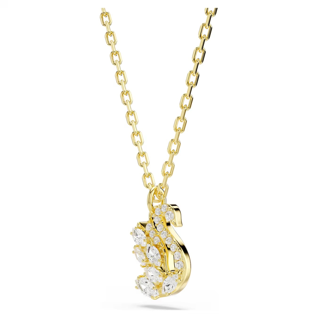 Swan pendant Mixed cuts, Swan, White, 18K gold finish 5754626
