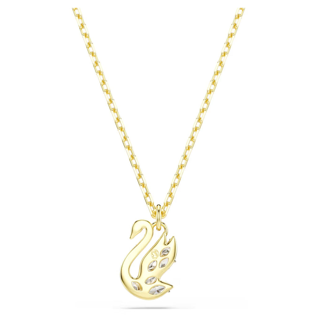 Swan pendant Mixed cuts, Swan, White, 18K gold finish 5754626