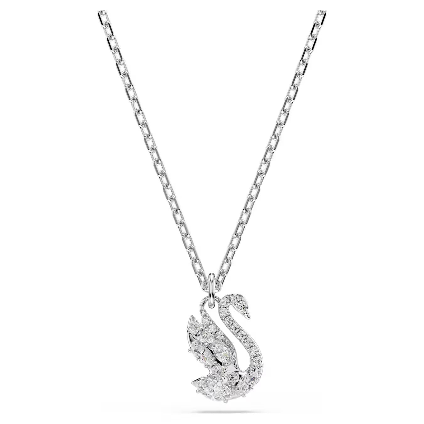 Swan pendant Mixed cuts, Swan, White, Rhodium plated 5754347