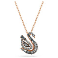 Swan Pendant Necklace (Mixed Cuts, Black/Dark Grey, 18K Rose Gold Finish) 5764882