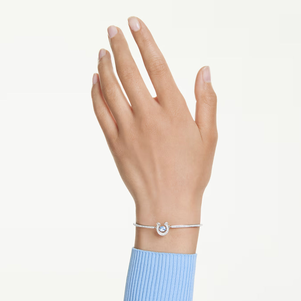 Symbolica bangle Round cut, Pavé, Horseshoe, Blue, Rhodium plated 5736983