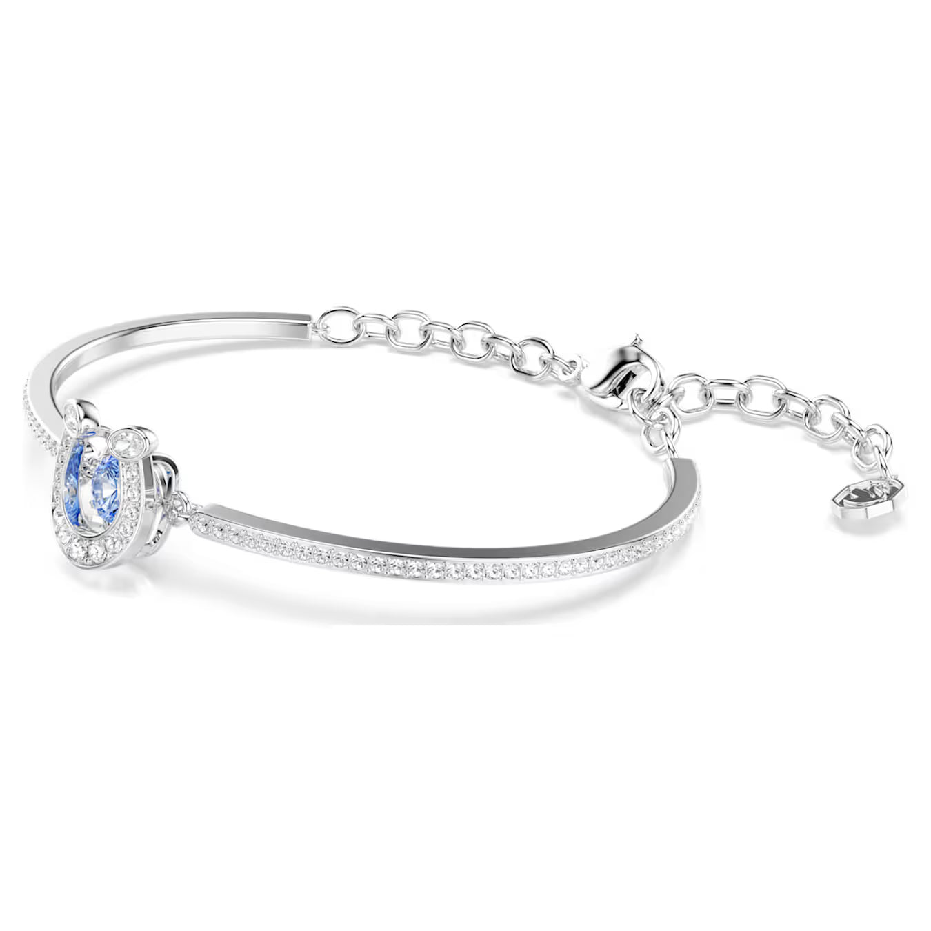Symbolica bangle Round cut, Pavé, Horseshoe, Blue, Rhodium plated 5736983