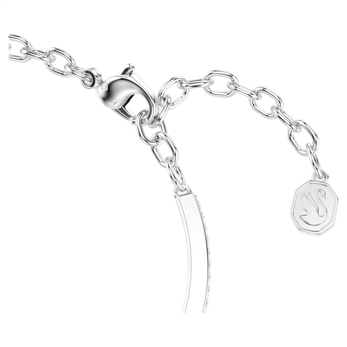 Symbolica bangle Round cut, Pavé, Horseshoe, Blue, Rhodium plated 5736983