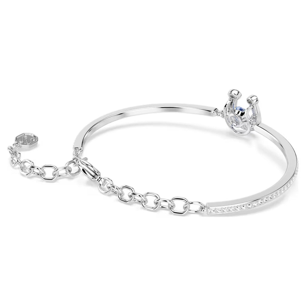Symbolica bangle Round cut, Pavé, Horseshoe, Blue, Rhodium plated 5736983
