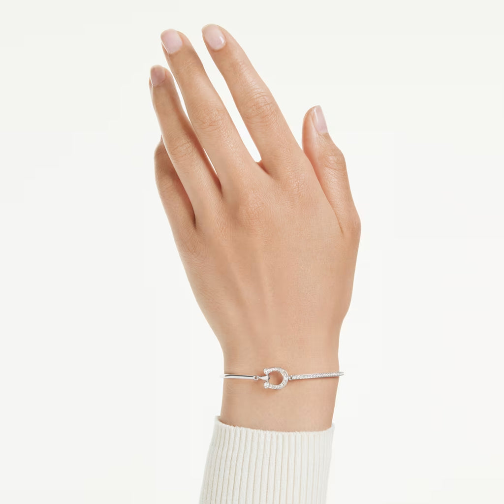 Symbolica bracelet Pavé, Horseshoe, White, Rhodium plated 5746220