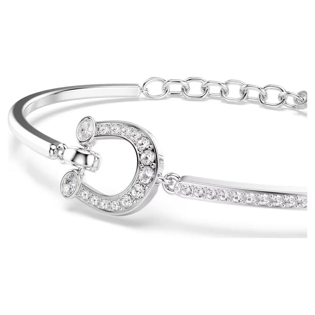 Symbolica bracelet Pavé, Horseshoe, White, Rhodium plated 5746220