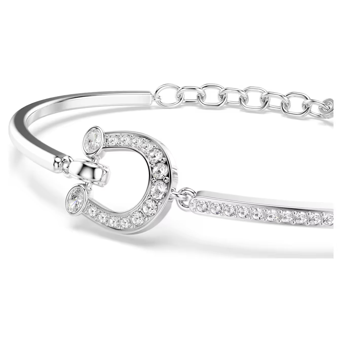 Symbolica bracelet Pavé, Horseshoe, White, Rhodium plated 5746220