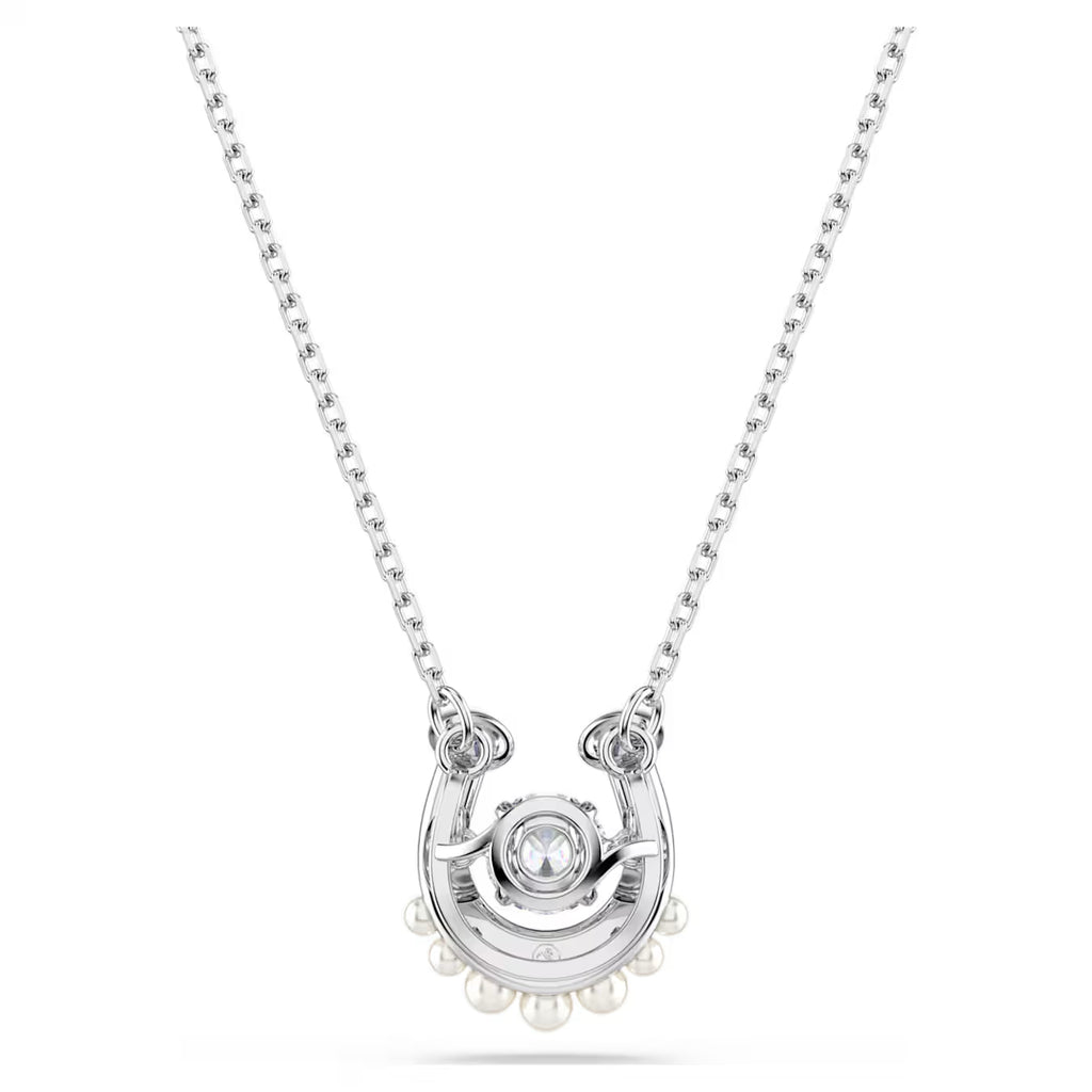 Symbolica pendant Crystal pearl, Round cut, Pavé, Horseshoe, White, Rhodium plated 5736972
