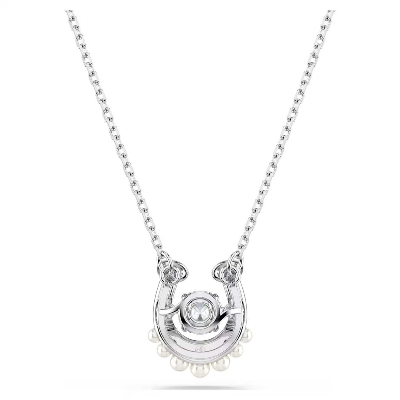Symbolica pendant Crystal pearl, Round cut, Pavé, Horseshoe, White, Rhodium plated 5736972