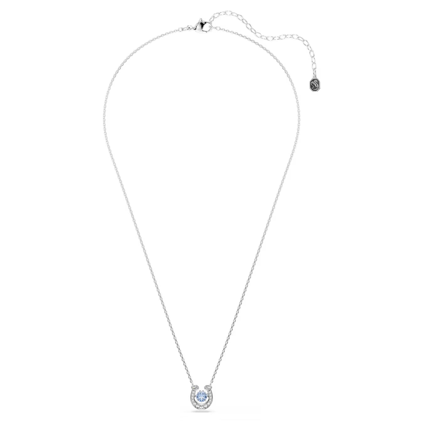 Symbolica pendant Round cut, Pavé, Horseshoe, Blue, Rhodium plated 5746562