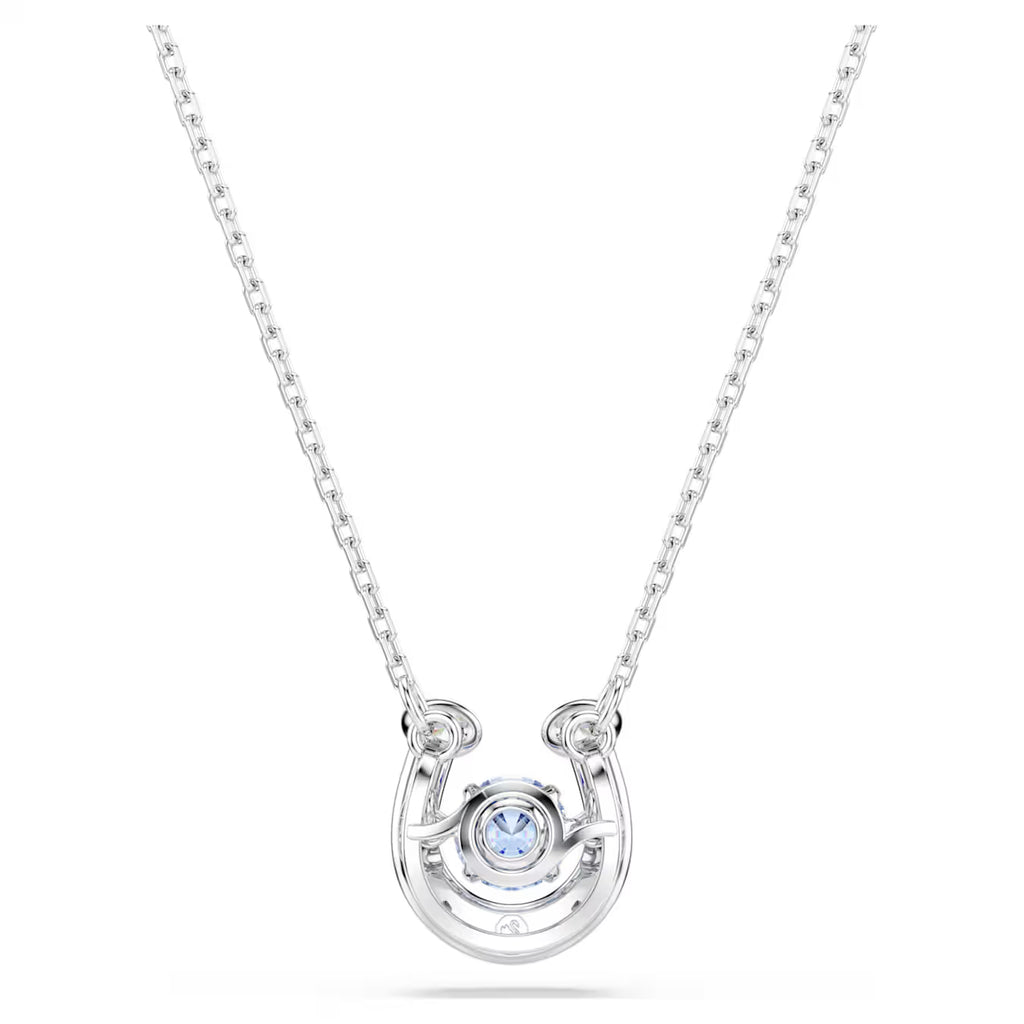 Symbolica pendant Round cut, Pavé, Horseshoe, Blue, Rhodium plated 5746562