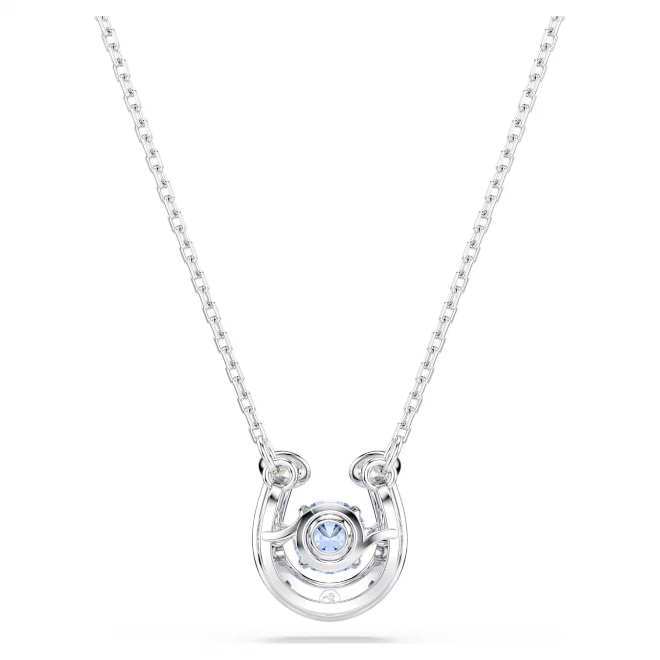 Symbolica pendant Round cut, Pavé, Horseshoe, Blue, Rhodium plated 5746562
