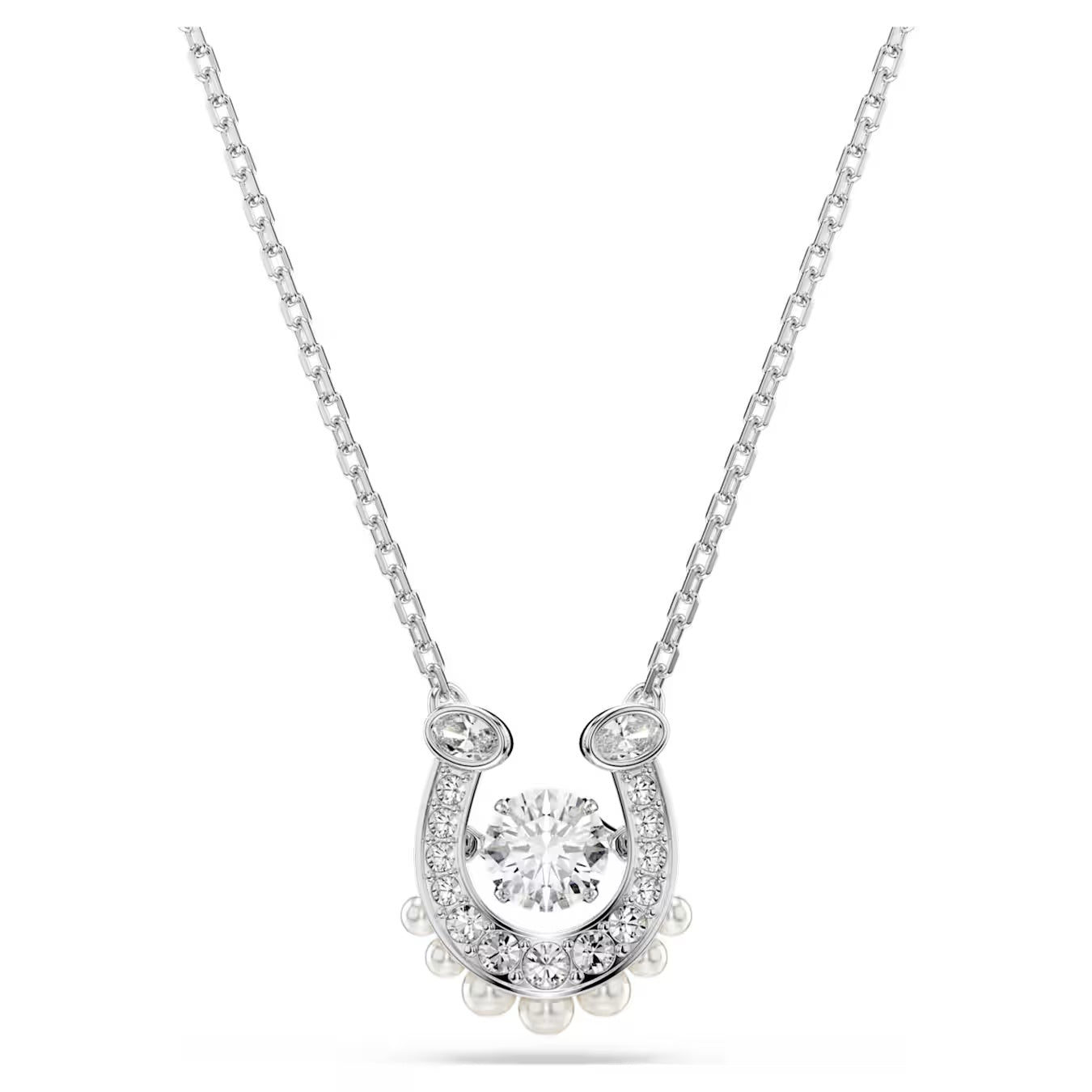 Symbolica pendant Crystal pearl, Round cut, Pavé, Horseshoe, White, Rhodium plated 5736972