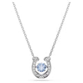 Symbolica pendant Round cut, Pavé, Horseshoe, Blue, Rhodium plated 5746562