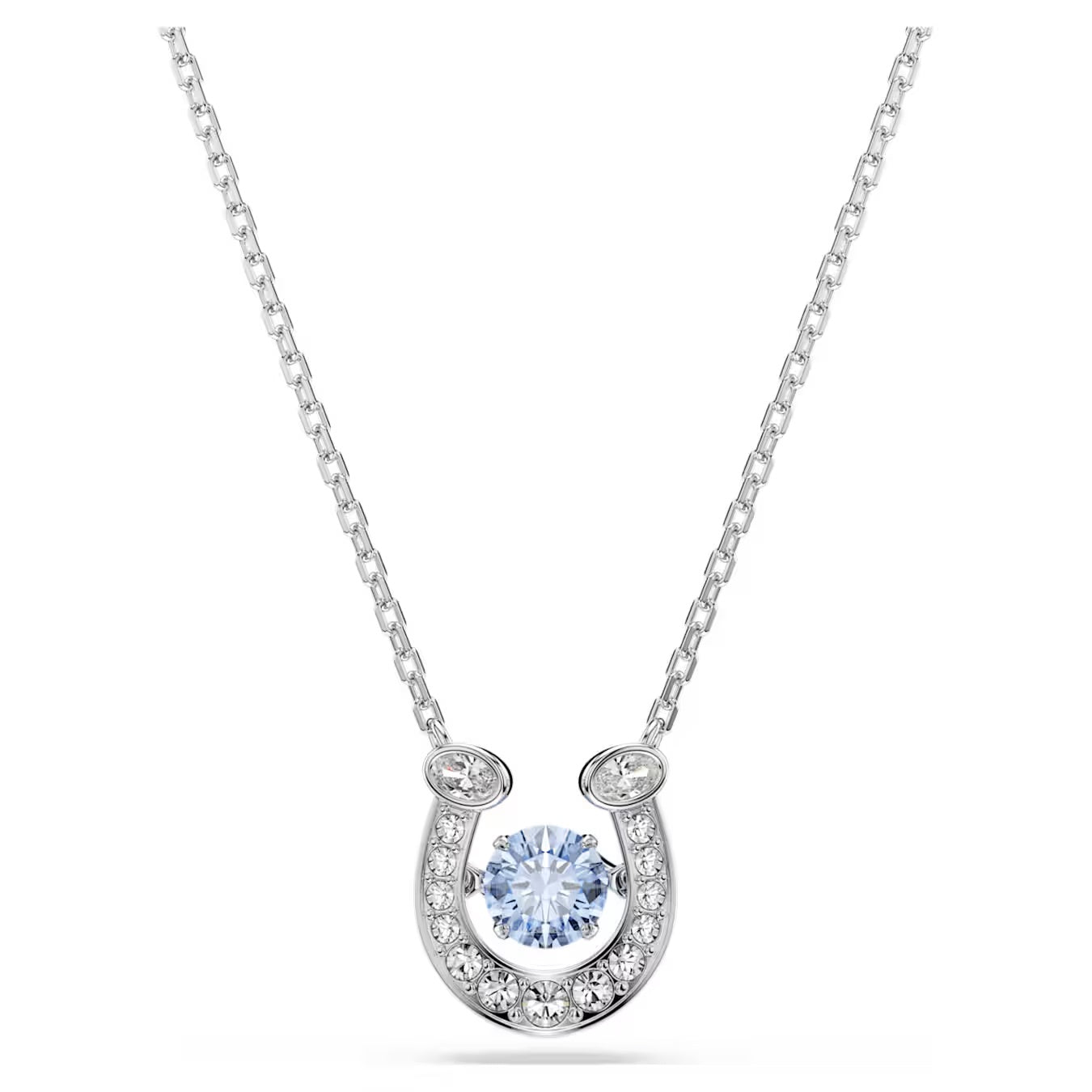 Symbolica pendant Round cut, Pavé, Horseshoe, Blue, Rhodium plated 5746562