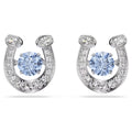 Symbolica stud earrings Round cut, Pavé, Horseshoe, Blue, Rhodium plated 5746563