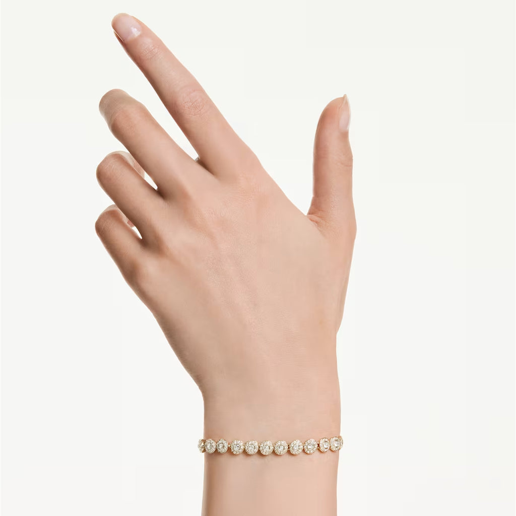 Una Angelic bracelet Round cut, White, Gold-tone plated 5749386