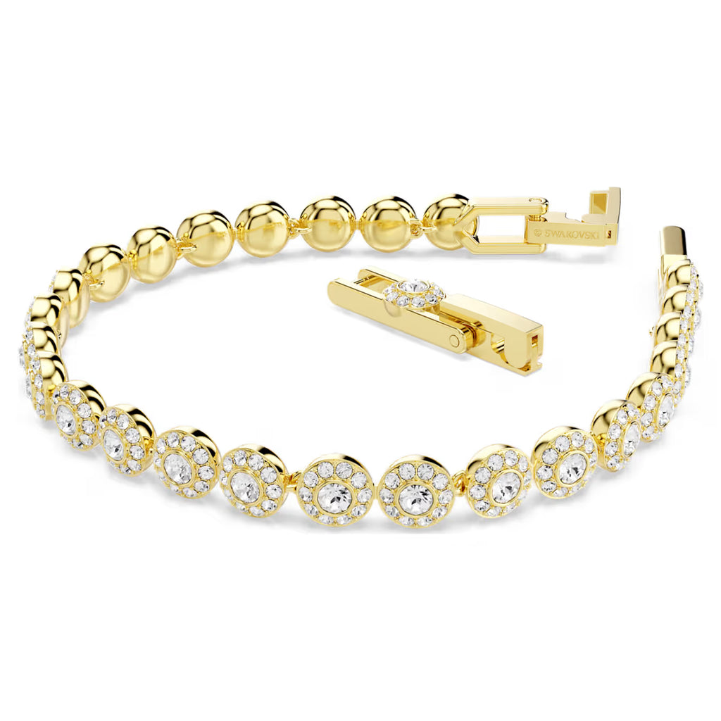 Una Angelic bracelet Round cut, White, Gold-tone plated 5749386