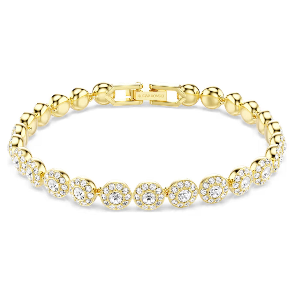 Una Angelic bracelet Round cut, White, Gold-tone plated 5749386
