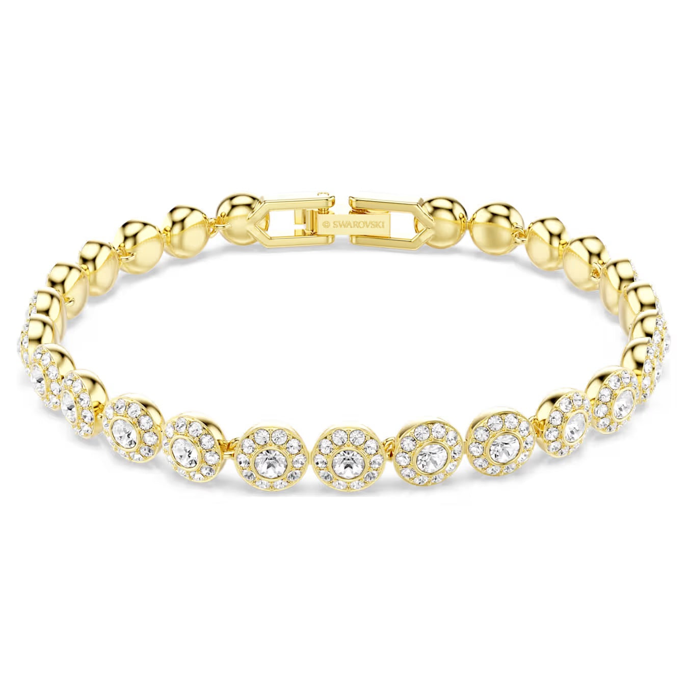 Una Angelic bracelet Round cut, White, Gold-tone plated 5749386