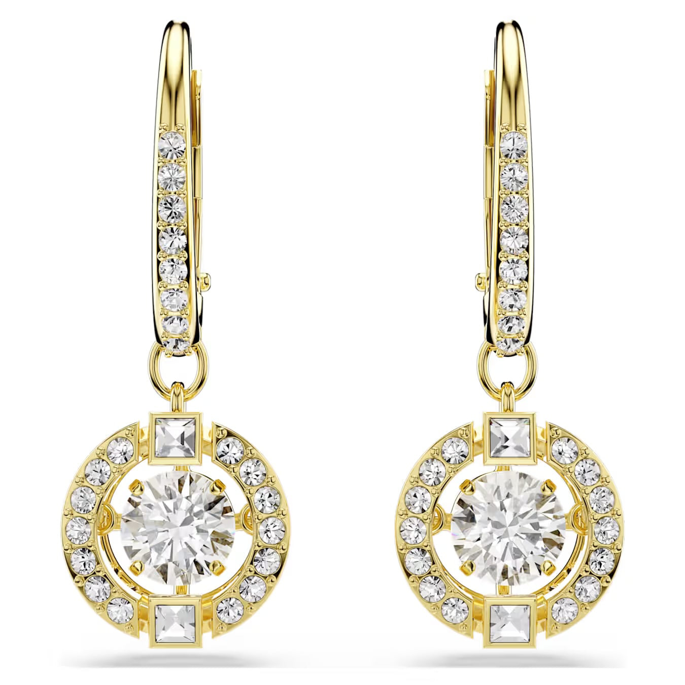 Una Angelic Drop Earrings (Round Cut, White, 18K Gold Finish). 5758095