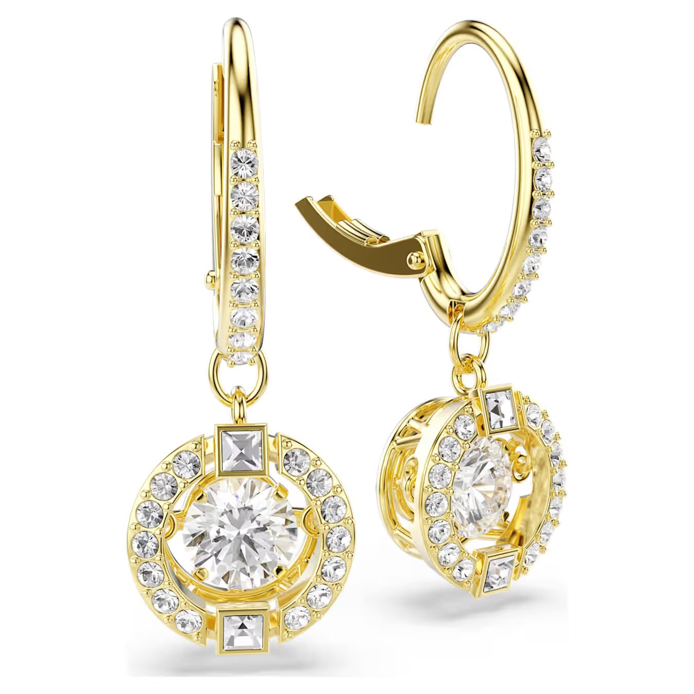 Una Angelic Drop Earrings (Round Cut, White, 18K Gold Finish). 5758095
