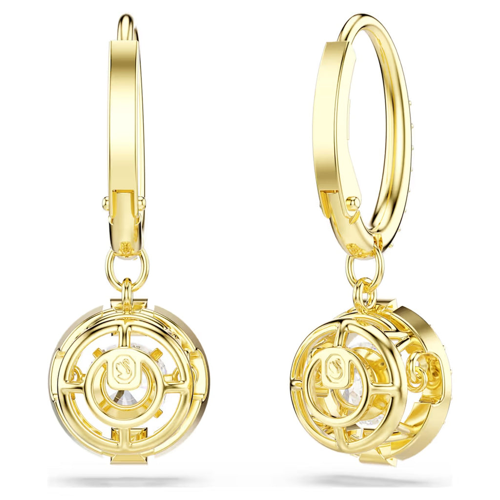 Una Angelic Drop Earrings (Round Cut, White, 18K Gold Finish). 5758095