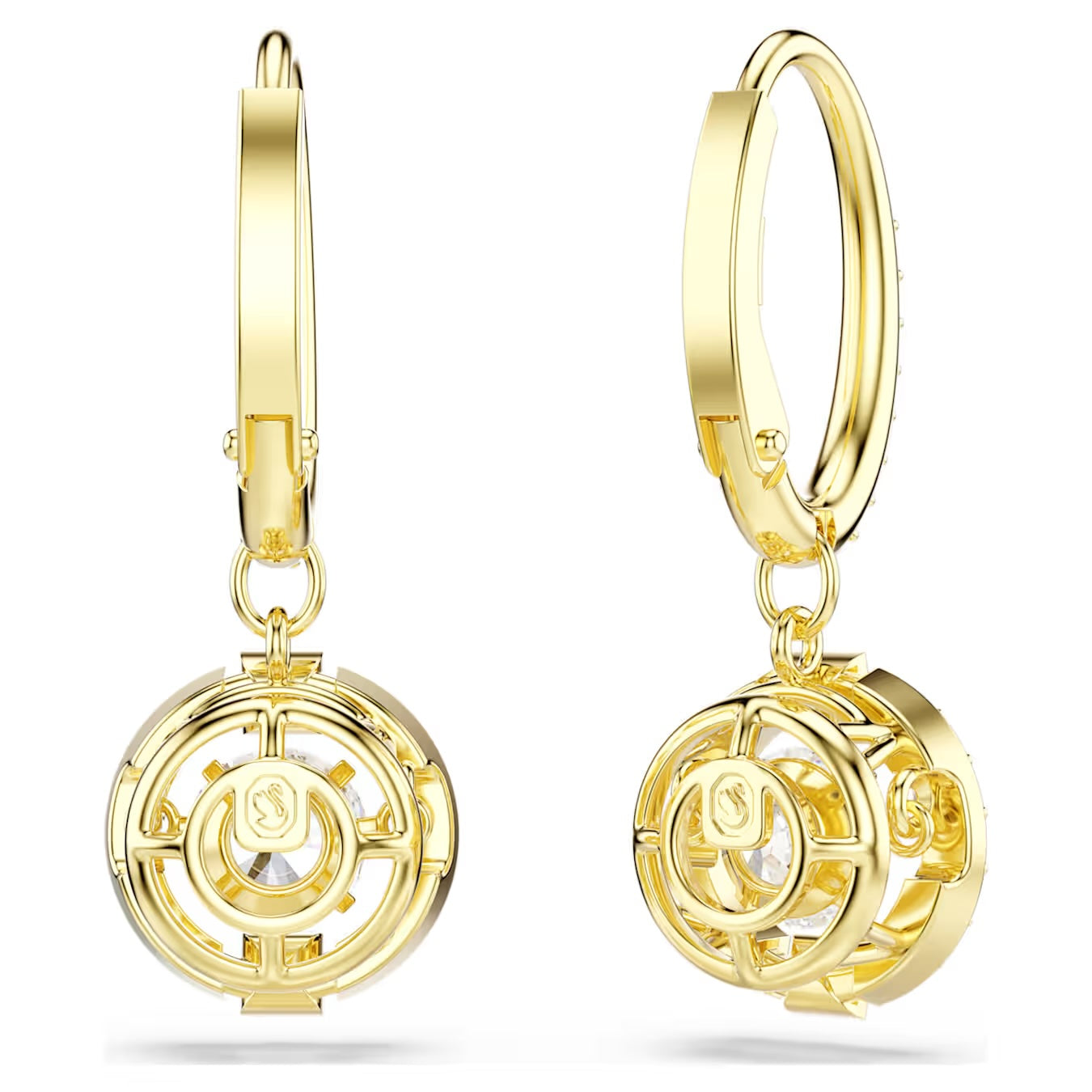 Una Angelic Drop Earrings (Round Cut, White, 18K Gold Finish). 5758095